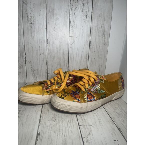 Superga Shoes - Superga Canary Mustard Yellow Gold Tennis Embroidered Shoe Size 8.5